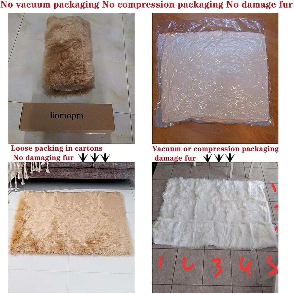 linmopm Faux Fur Sheepskin Rug, Grey, 2x3 ft