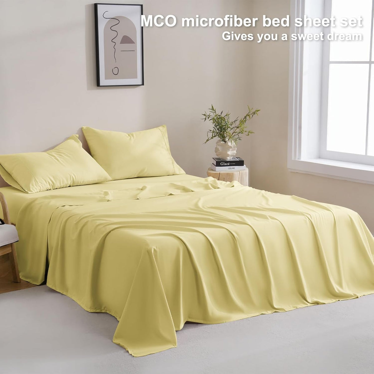 Bedding Full Sheets Set - Soft Bed Sheets - Cooling Breathable Bedding Set with 16" Deep Pocket (4 Pieces, Full, Pineapple Yellow)
